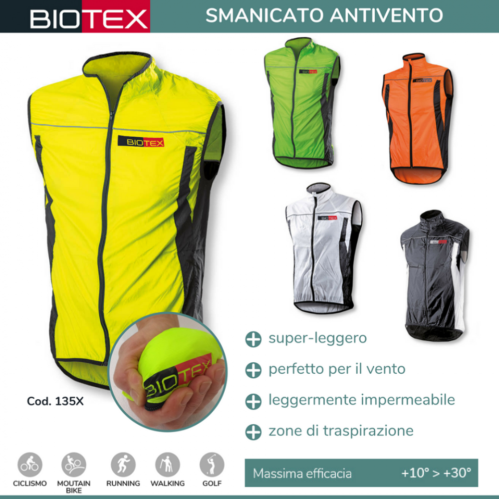 Biotex Wind X-Light Gilet Antivento Giallo Fluo 2022