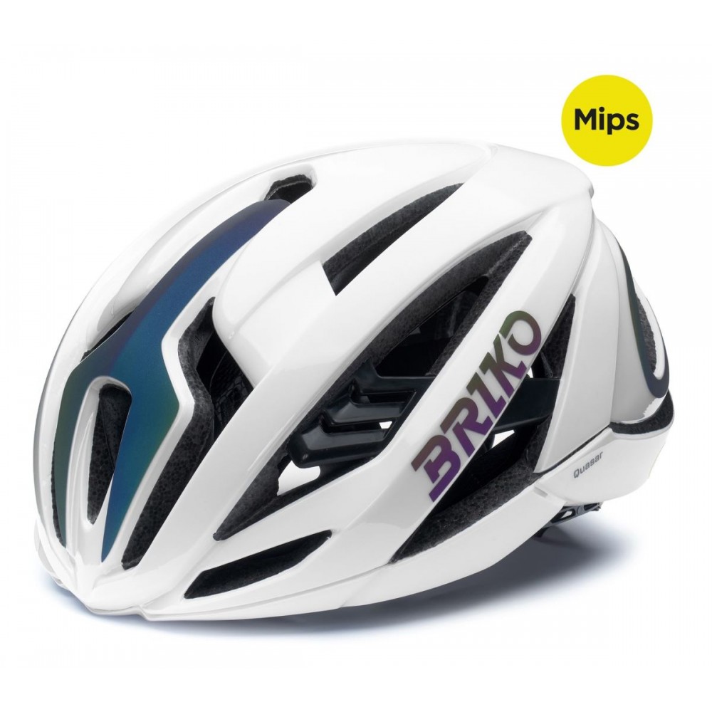 Casco Briko Quasar Mips Bianco Lucido Holographic