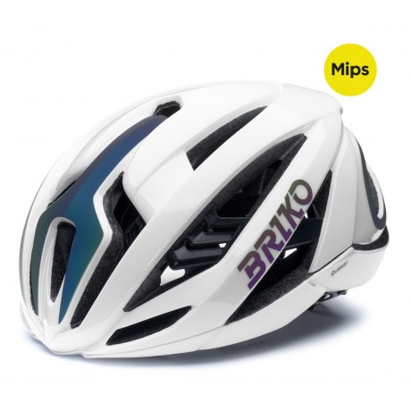 Casco Briko Quasar Mips Bianco Lucido Holographic
