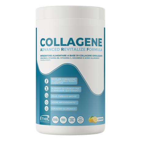 EthicSport Collagene Con Zinco Vitamina B6 C Magnesio e Acido Ialuronico 400 g