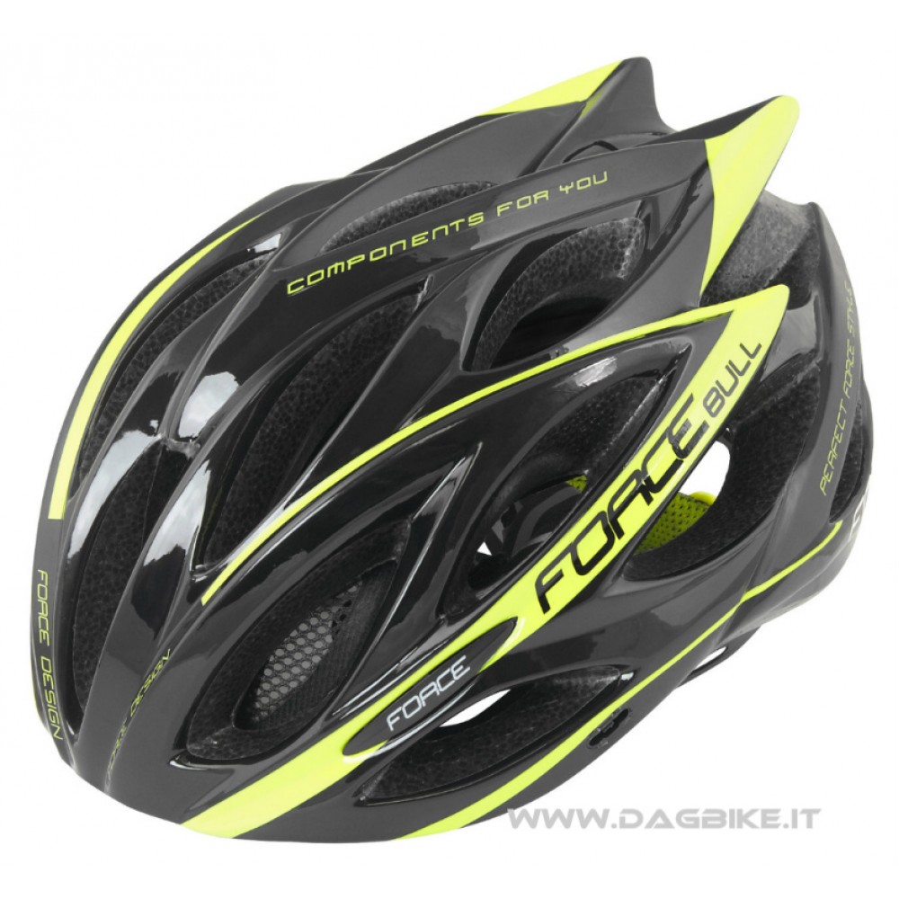 Force Bull Casco Ciclo MTB/Corsa Black - Fluo