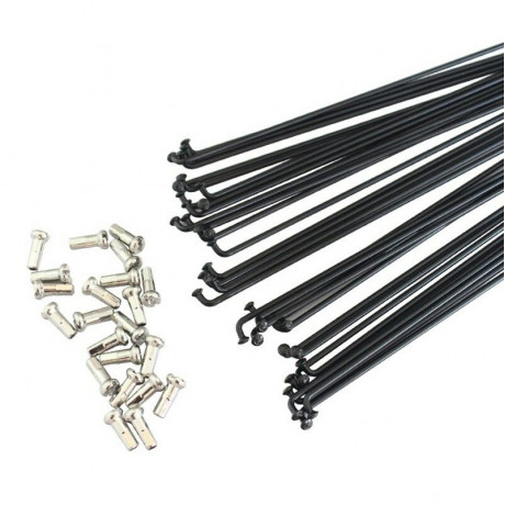 MvTek Kit 10 Pezzi raggi Inox 2mm 284 mm colore Nero con Nipples Silver