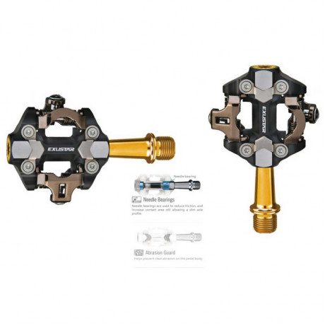 EXUSTAR Coppia Pedali MTB SPD E-PM222TI asse in Titanio