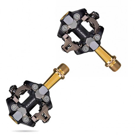 EXUSTAR Coppia Pedali MTB SPD E-PM222TI asse in Titanio