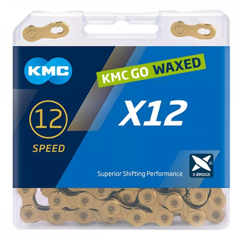 Catena KMC X12 Waxed Ti-N 12 Oro 12 Velocità 126 Maglie Cerata