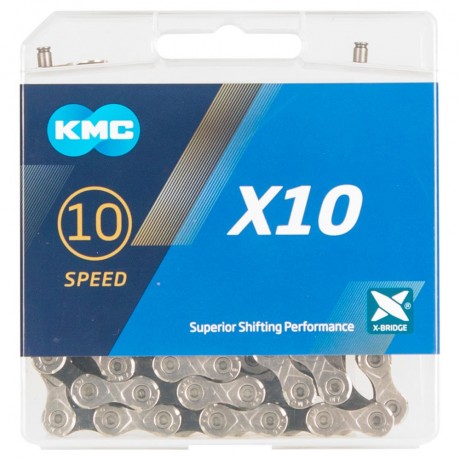 Catena KMC X10 Silver Black 10 velocità 122 Maglie