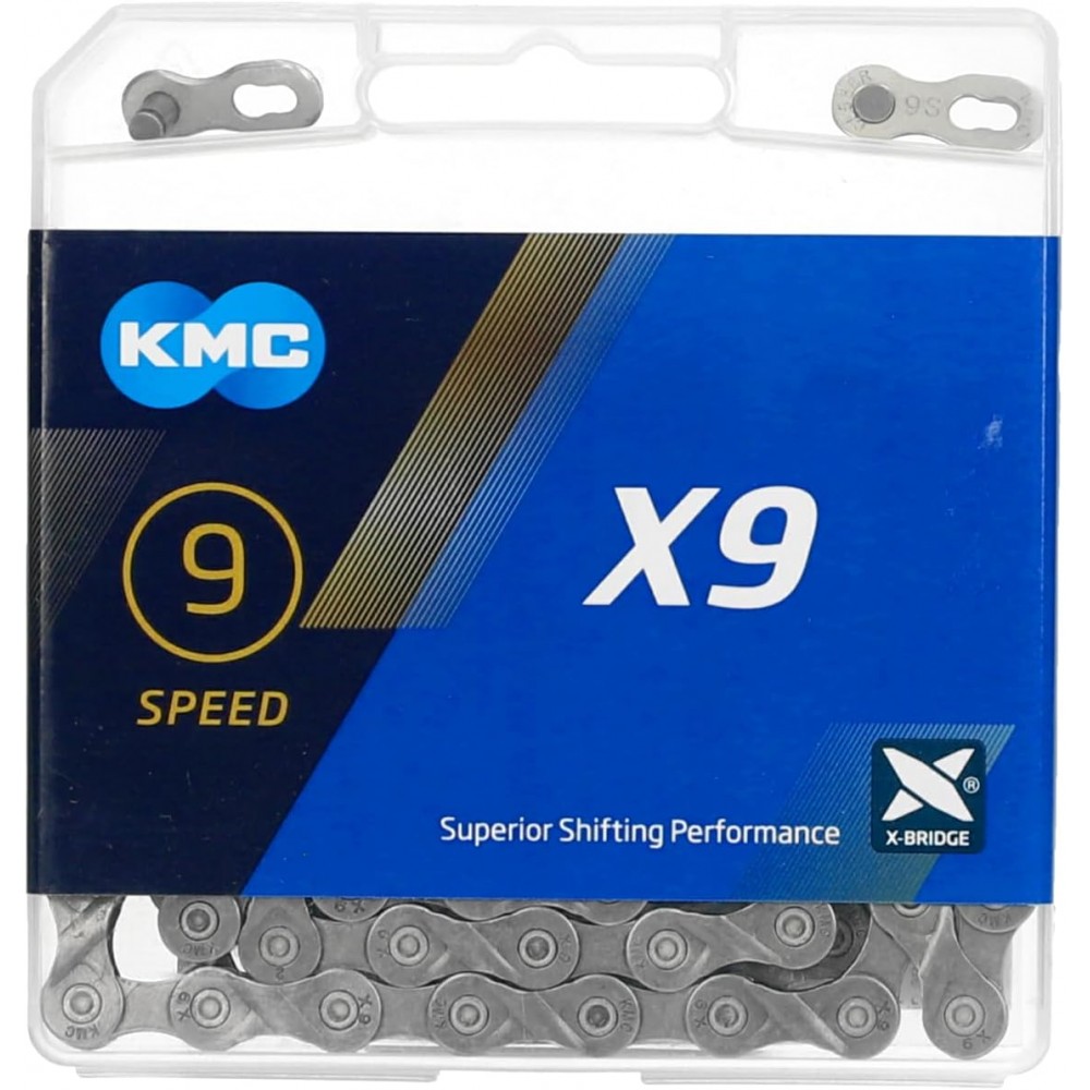Catena KMC X9 9 Velocità 114 Maglie Grigio