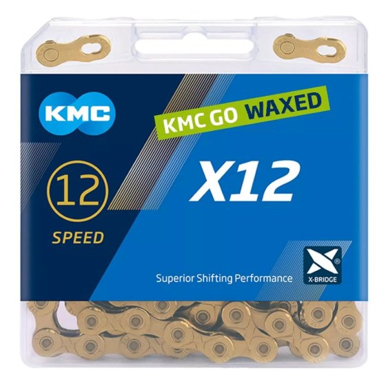 Catena KMC X12 Waxed Ti-N 12 Oro 12 Velocità 126 Maglie Cerata