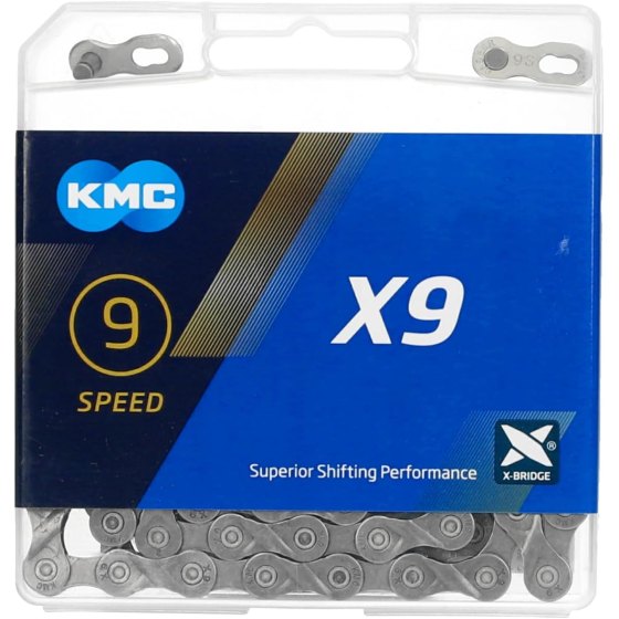 Catena KMC X9 9 Velocità 114 Maglie Grigio
