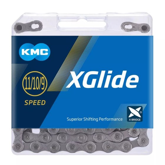 Catena KMC XGlide Cues 9v-10v-11velocità 126 Maglie Grigio